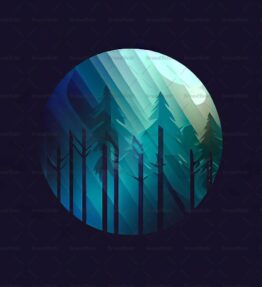 Abstrakter von Mondlicht beleuchteter Wald